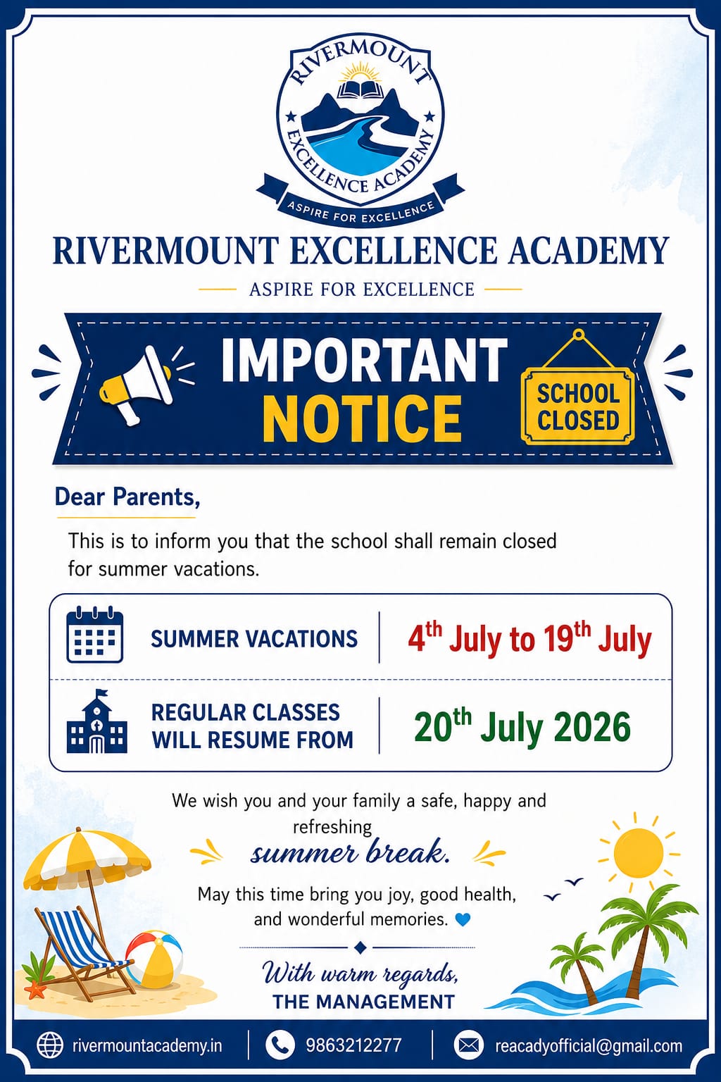 Rivermount Academy Popup Banner